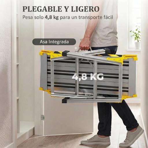 Banco de Trabajo Antideslizante Soporte de Herramientas Plegable de Aluminio con Asa 150 kg 110x32x50 cm Negro [2]