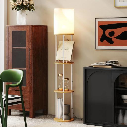 Lámpara de Pie con Estantes con 3 Temperaturas de Color Control Remoto para Salón Dormitorio Oficina Natural [4]