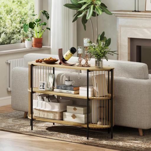 Mesa de Consola con Cuerda de Papel Trenzada a Mano Marco de Acero Estilo Bohemio 124x43,5x80 cm Natural [3]