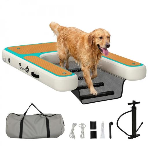 Rampa de Agua Hinchable para Perros para Piscina Barcos Lagos 151x102 cm con Superficie Antideslizante de EVA [8]