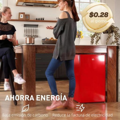 Nevera Pequeña con Congelador 91L Silenciosa Puerta Reversible Temperatura Regulable y Estantes Ajustables Rojo [3]
