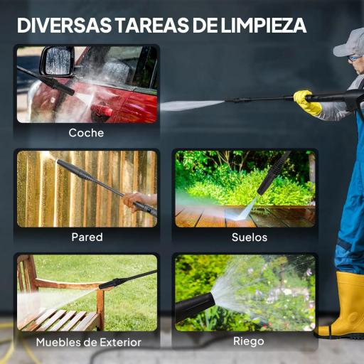 Hidrolimpiadora de Alta Presión 1800W con Accesorios Ángulo Ajustable y Parada Automática 30x27,5x76 cm Rojo y Negro [2]