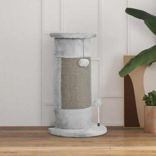 Rascador para Gatos Arañador para Gatos con Poste de Sisal y Bolas Colgantes 34x25,5x58 cm Gris [5]