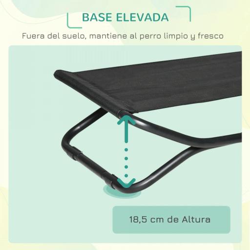 Cama Elevada para Perros Plegable Cama para Mascotas Pequeños Medianos con Tela de Malla Transpirable Marco de Acero para Interior Exterior 92x56,5x19,5 cm Negro [6]
