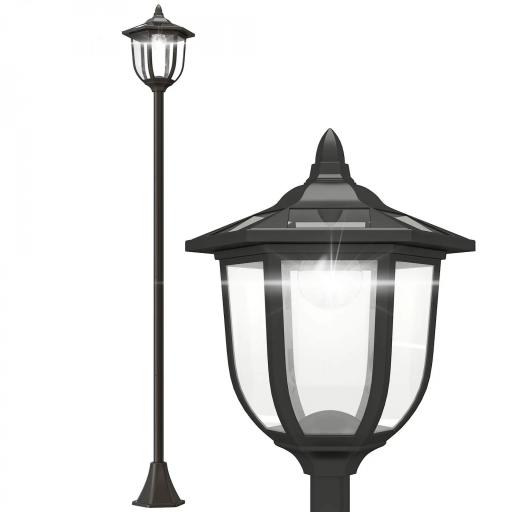 Lámpara Solar de Jardín Farola con 6 Luces LED con Batería Recargable Solar con Autonomía de 6-8 Horas Ø26,5x177cm Negro [8]