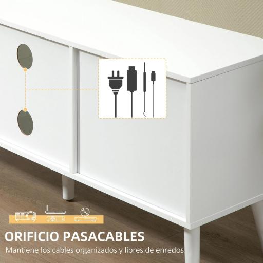 Mueble de TV para Televisores de hasta 50" con 2 Cajones de Tela y Estantes Abiertos110x29x46,5 cm Blanco y Gris [5]