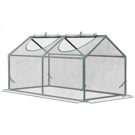 Invernadero de Exterior 120x60x60 cm Invernadero de Jardín con 2 Ventanas Enrollables y Marco de Acero para Cultivo de Plantas Verduras Flores Tomates Transparente [9]