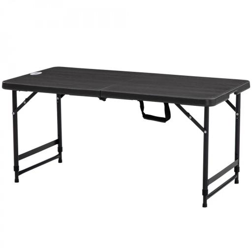 Mesa de Comedor Exterior Plegable para 4 Personas con Altura Ajustable y Marco de Acero 118x60x56-74 cm Gris Oscuro [10]