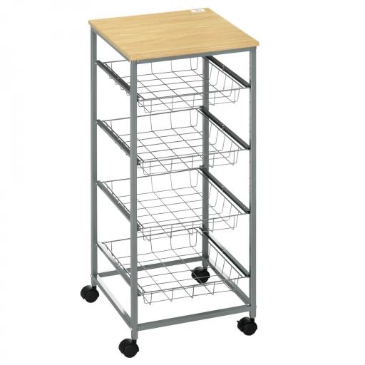 Carro Múltiusos de Cocina Baño con Ruedas 5 Niveles Carrito de Servicio Isla de Cocina Marco de Acero Carrito Auxiliar Verdulero Frutero Carga 20 kg para Salón 36,5x36,5x89 cm Plata [11]