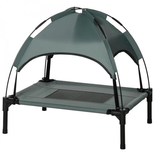 Cama Elevada para Mascotas con Toldo Extraíble Tela Transpirable al Aire Libre para Interior y Exterior 61x46x62 cm Gris [8]
