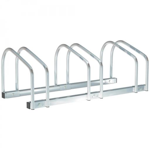 Aparcamiento para 3 Bicicletas Estacionamiento para Aparcar Bicicletas para Interior y Exterior 76x33x27cm Plata [8]