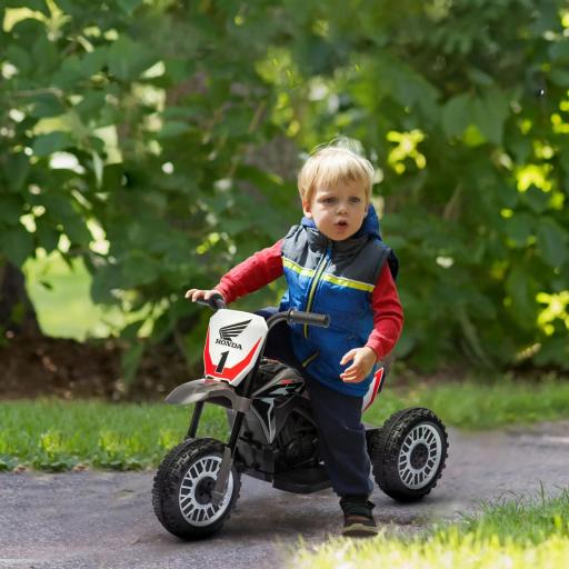 Moto Eléctrica Infantil con Licencia Honda CRF450RL con Velocidad 3 km/h Bocina Sonido de Arranque 71x40,5x43,5 cm Gris