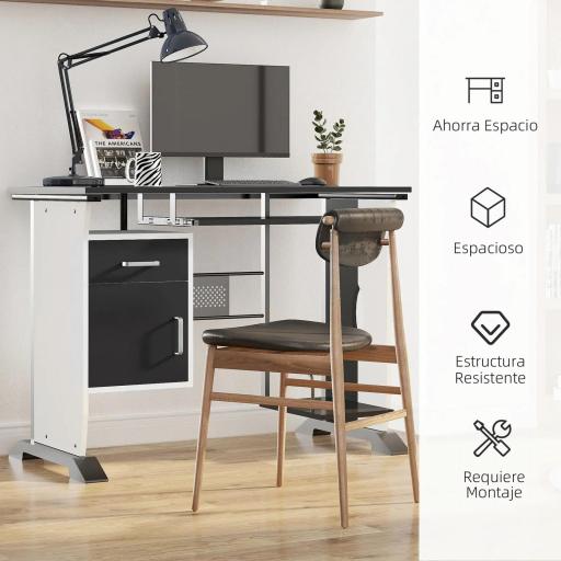 Mesa de Ordenador PC Despacho Escritorio 100x52x75cm Oficina Mobiliario Madera [3]