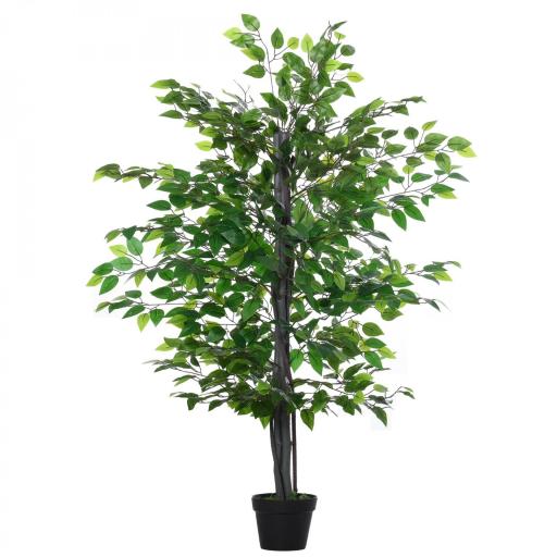 Planta Artificial Ficus Artificial de 145 cm con 756 Hojas y Maceta para Decoración Interior Ø20x145 cm Verde [1]