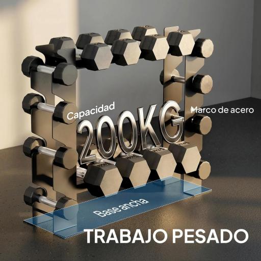 Soporte para Mancuernas de 4 Niveles Estante de Pesas de Acero Resistente para Gimnasio Casa Carga 200 kg 70x21x55 cm [4]