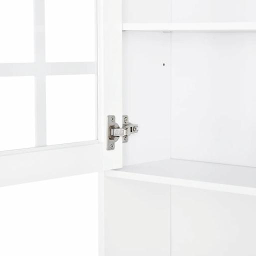Alacena de Cocina con Estantes y Puertas de Vidrio para Pequeños Electrodomésticos y Menaje 80x37x183 cm Blanco [7]