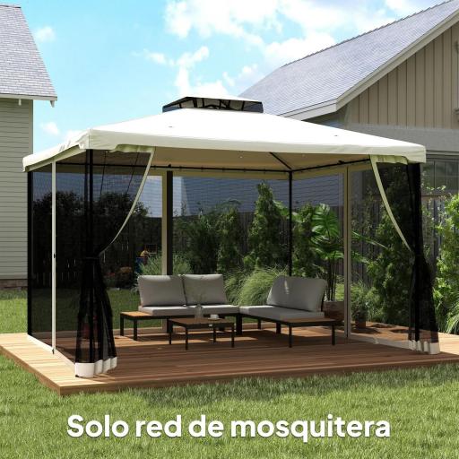  4 Paneles Laterales 3,4x2 cm para Carpa de Jardín Tela Mosquitera para Cenador Gazebo con Cremalleras y Anillas Negro [4]