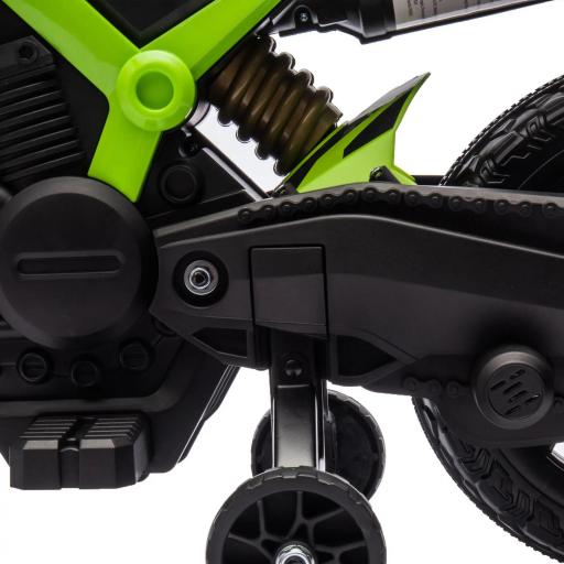 Moto Eléctrica para Niños de +3 Años Moto a Batería para Niños 12V con Ruedas de Auxiliar y Bocina Carga 30 kg Verde [6]