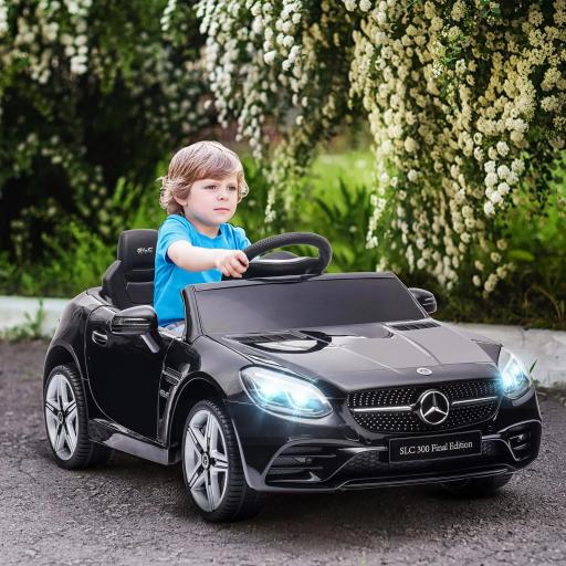 Coche Eléctrico para Niños de +3 Años Mercedes SLC 300 con Batería 12V Mando a Distancia Faros LED Bocina Música Negro