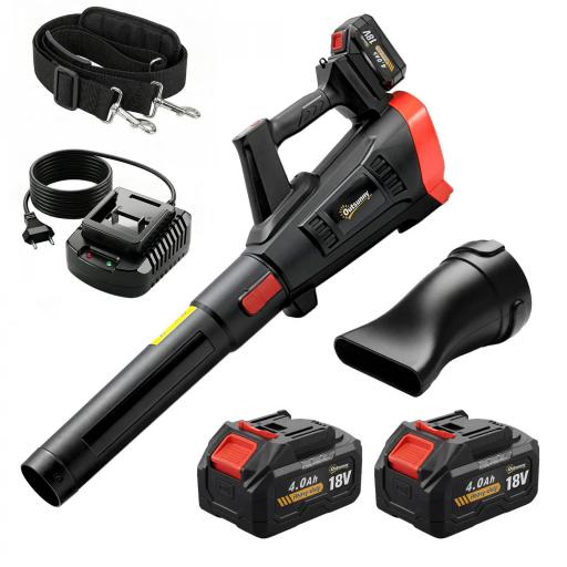 Soplador de Hojas Sin Cable 18V con 2 Baterías de 4.0Ah y Cargador Motor sin Escobillas 600W 3 Velocidades Negro [8]