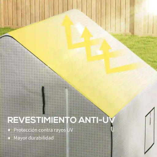Cubierta de Repuesto para Invernadero 140x143x190cm con Ventana Puerta Enrollable Anti-UV para Plantas Jardín Blanco [3]