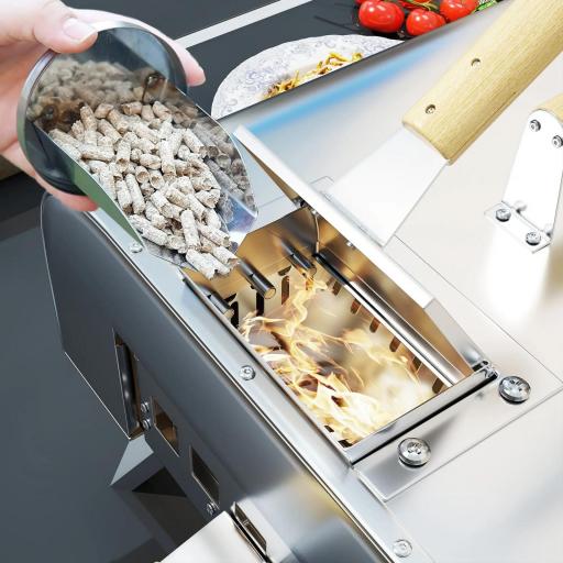 Horno de Leña para Pizza con Piedra Refractaria Pala y Patas Plegables para Camping y Exterior 79x36x75 cm Plata [4]