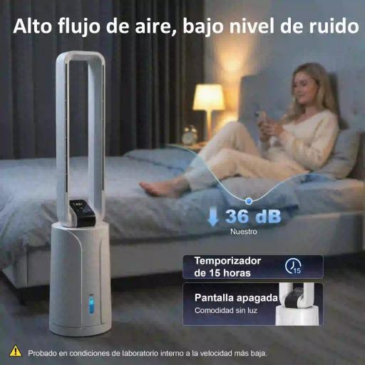 Enfriador de Aire 3 en 1 con Depósito de 1,7L Modos Ajustables Temporizador Control Remoto 24,7x24,7x109,5 cm Blanco [6]