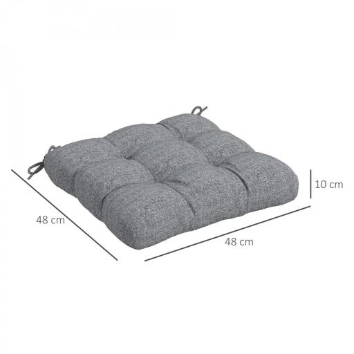 Conjunto de Cojines para Sillas de Comedor y Jardín Impermeable y Anti-UV con 2 Cordones de Fijación 48x48x10 cm Gris [1]
