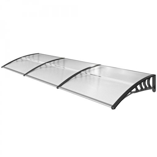 Marquesinas para Puertas y Ventanas 90x295x23,5 cm Tejadillo de Protección contra Sol y Lluvia Diseño Moderno Aleación de Aluminio Transparente [8]