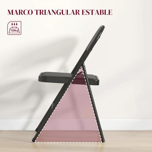 Juego de 2 Sillas Abatibles con Respaldo y Estructura de Acero para Oficina Estudio 45x46x78 cm Negro [5]