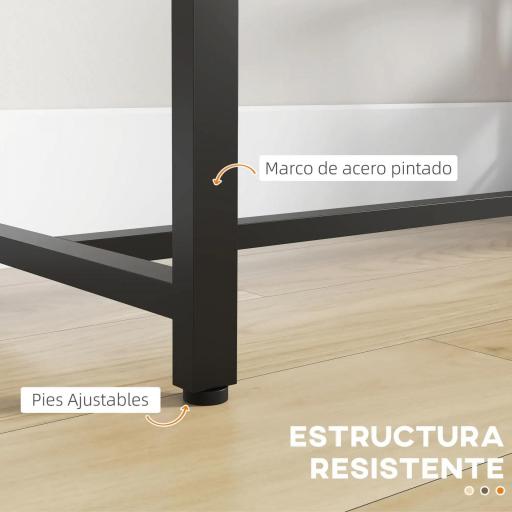 Mesa Alta Cocina con 3 Estantes Mesa Alta Bar para 2 Personas Patas de Acero para Salón 120x40x105 cm Marrón y Negro [6]