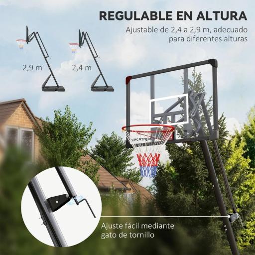 Canasta de Baloncesto Ajustable 236-293 cm con Ruedas Tablero de PC Base Rellenable para Exterior Negro [2]