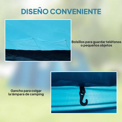 Tienda de Campaña Inflable Tipo Túnel para 3-6 Personas con Vestíbulo Ventanas de Malla y Bolsa Impermeable Azul [2]