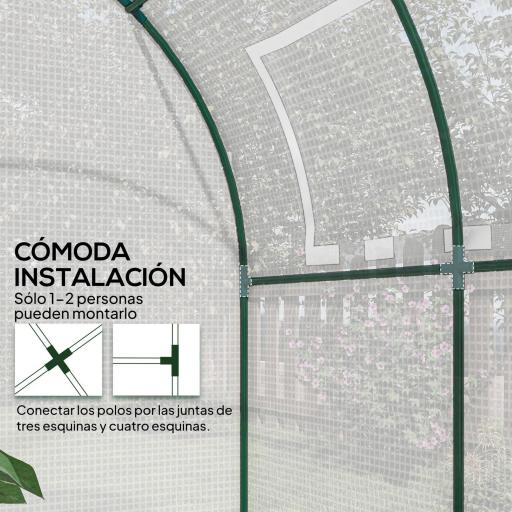 Invernadero de Jardín 180x180x200 cm Invernadero de Túnel Pequeño con Puerta Enrollable y Ventana de Malla Blanco [3]