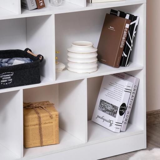 Estantería Librería de 4 Niveles con 10 Compartimentos Estantes de Almacenaje Multiusos 100x23,8x140 cm Blanco [8]