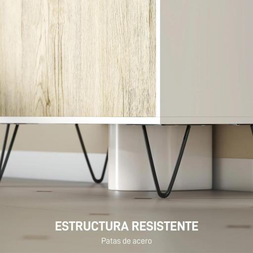 Mueble para Debajo del Lavabo Armario Bajo con 2 Puertas Estante y Patas de Acero 60x30x60 cm Roble y Blanco [3]