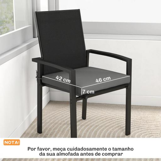 Juego de Cojines para Sillas de Comedor 46x42x7 cm 6 Piezas con Funda Lavable y Lazos Impermeable Anti-UV Gris Oscuro [1]