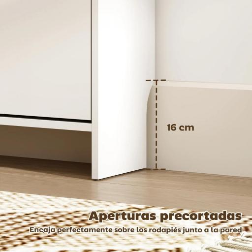 Cubre Radiadores con Zapatero Cubierta para Radiador con 2 Cajones Abatibles 152x19x81 cm Blanco [7]