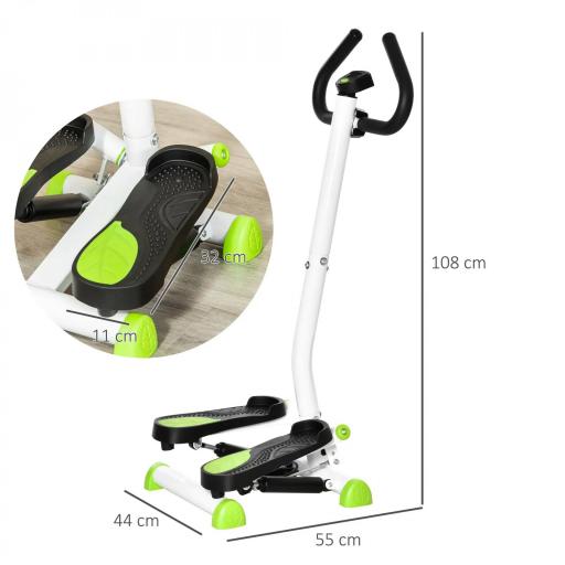 Máquina de Steps Mini Stepper para Fitness en Casa con Pantalla LCD y Pedales Antideslizantes 55x44x108cm Blanco y Verde [1]