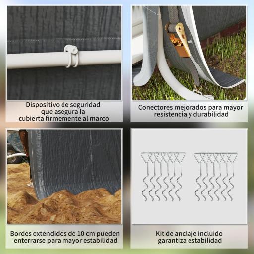 Carpa de Jardín para Bicicletas con Marco de Metal 2 Puertas con Cremallera Impermeable Anti-UV 2,4x2x2 m Gris Oscuro [5]