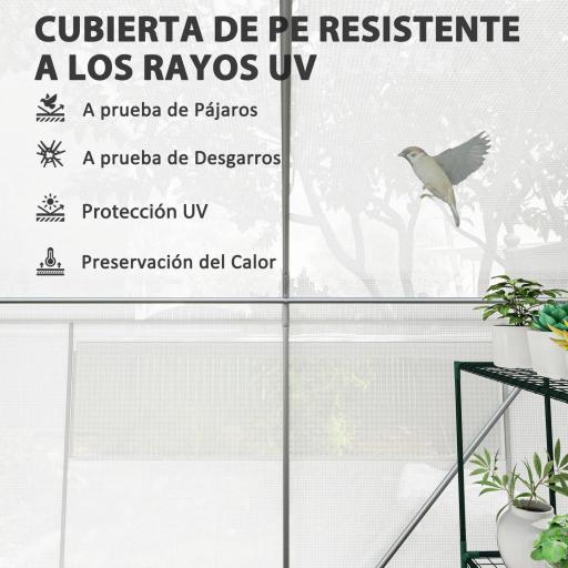 Invernadero de Túnel 6x3x2 m con 6 Ventanas de Malla Cubierta de PE Anti-UV y 3 Puertas Enrollables Blanco [3]