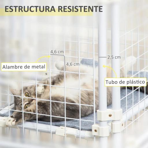Valla Metálica para Mascotas Parque para Conejos Conejera con 16 Paneles Puerta con Pestillo y Escalera para Cobayas Gatos Cachorros Diseño DIY 68x68x2,5 cm Blanco [5]