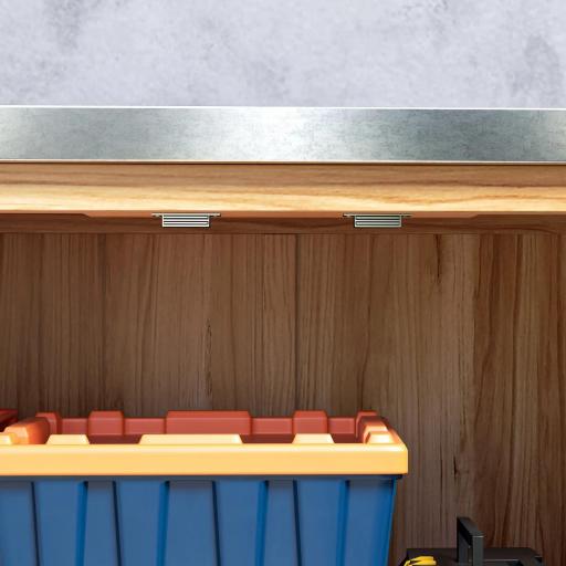 Armario de Exterior con Estante Interno y Banco de Trabajo, en Madera y Acero Galvanizado, 79x43x92 cm, color Madera [2]