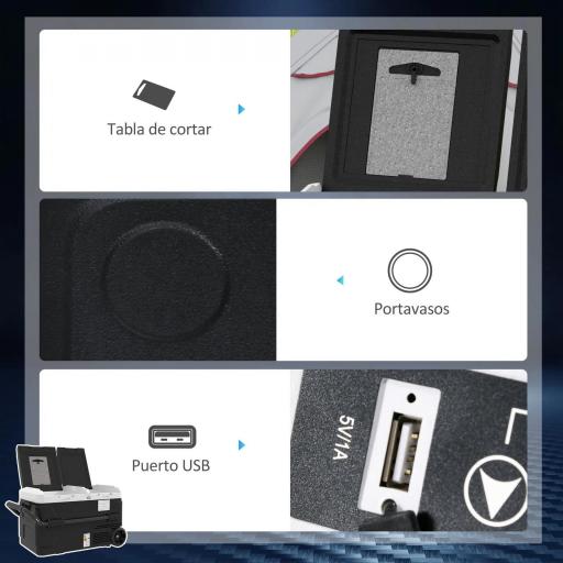 Nevera Portátil 40L con Doble Zona Refrigerador de Coche -20℃-20℃ 12/24V DC y 100-240V AC 80x47,5x46,6cm Negro [4]