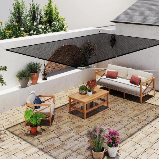 Toldo Vela de Sombra Rectangular 3x2 m Toldo de Jardín Protección Solar 65% Transpirable y Anticongelante Negro [6]