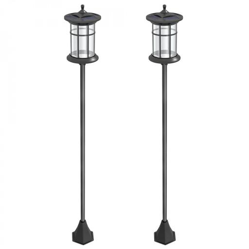  2 Luces Solares Exterior con Panel Solar Encendido Automático y Marco de Acero Inoxidable Impermeable IP44 Negro [8]