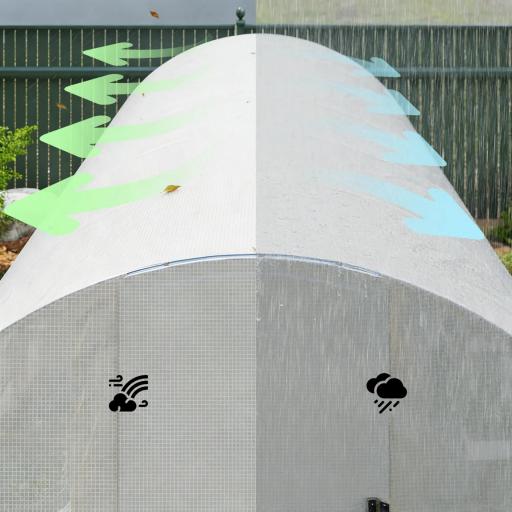 Invernadero de Túnel 6x3x2 m con Puerta con Bisagras 12 Ventanas de Malla y Estructura de Acero Galvanizado Blanco [7]