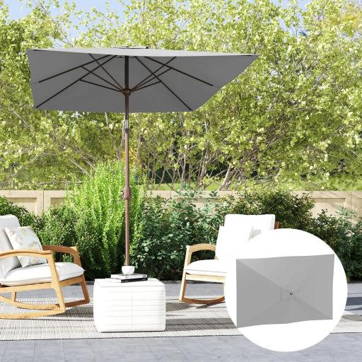 Toldo de Recambio de Sombrilla de 3x2 m Toldo de Repuesto para Sombrilla con Ventilación Superior Protección UV 50+ Gris [7]