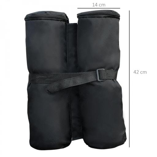 Pack de 4 Sacos de Lastre Rellenables para Carpa Tienda y Cenador Volumen Máx. 15kg Ø14x42 cm Color Negro [1]