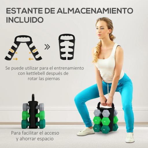 Juego de Mancuernas 2 x3kg 2 x4kg 2 x5kg con Soporte de Almacenamiento para Ejercicio Entrenamiento Multicolor [5]